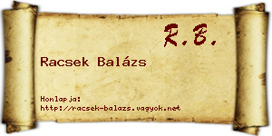 Racsek Balázs névjegykártya
