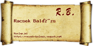 Racsek Balázs névjegykártya